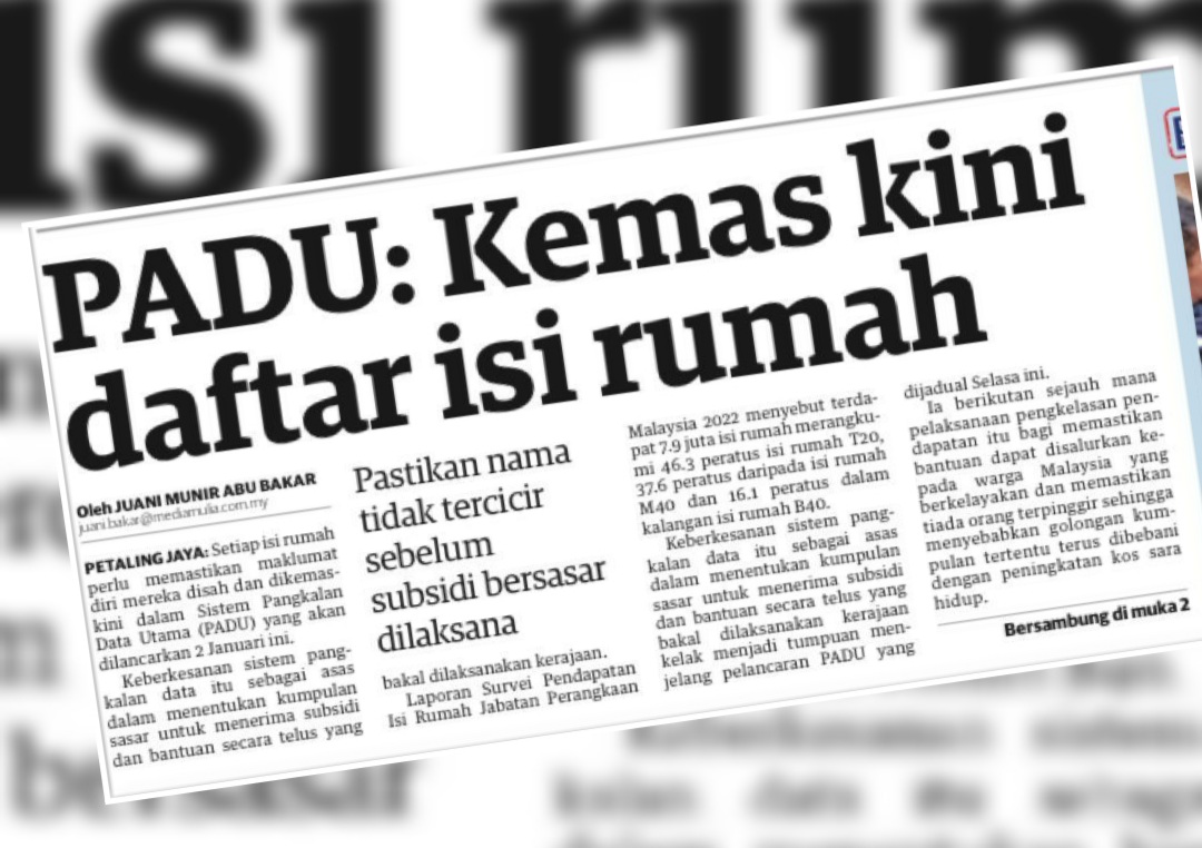 Gambaran adil sosioekonomi isi rumah