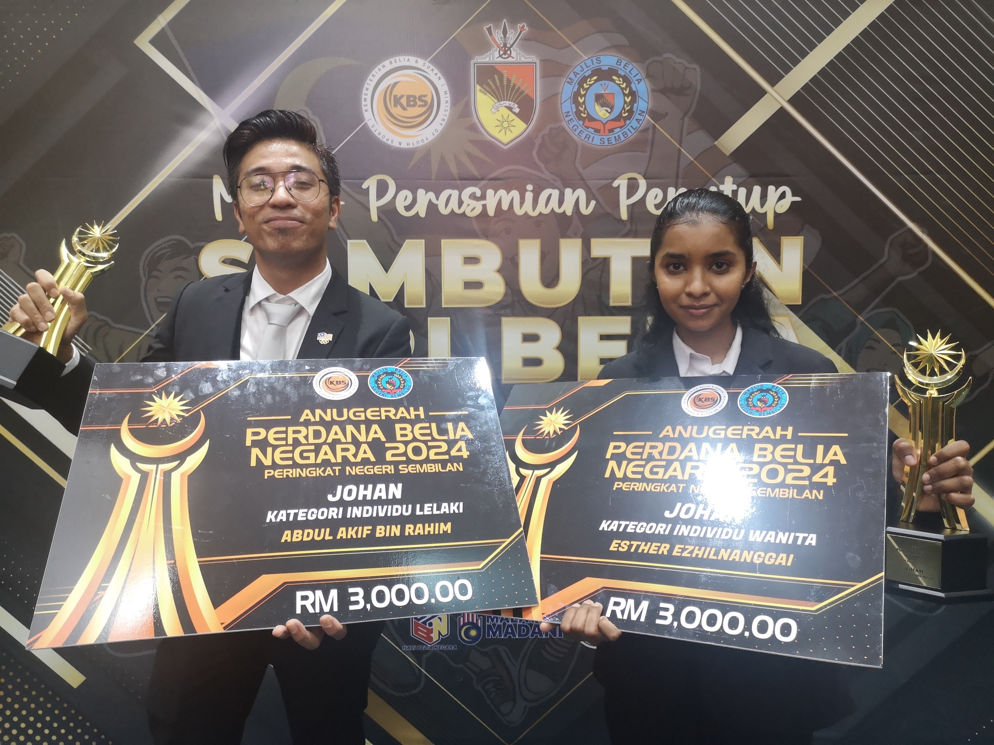 Abdul Akif, Esther ungguli Anugerah Perdana Belia Negara Negeri Sembilan