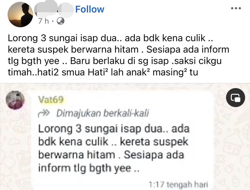 Polis belum terima laporan orang diculik di Sungai Isap