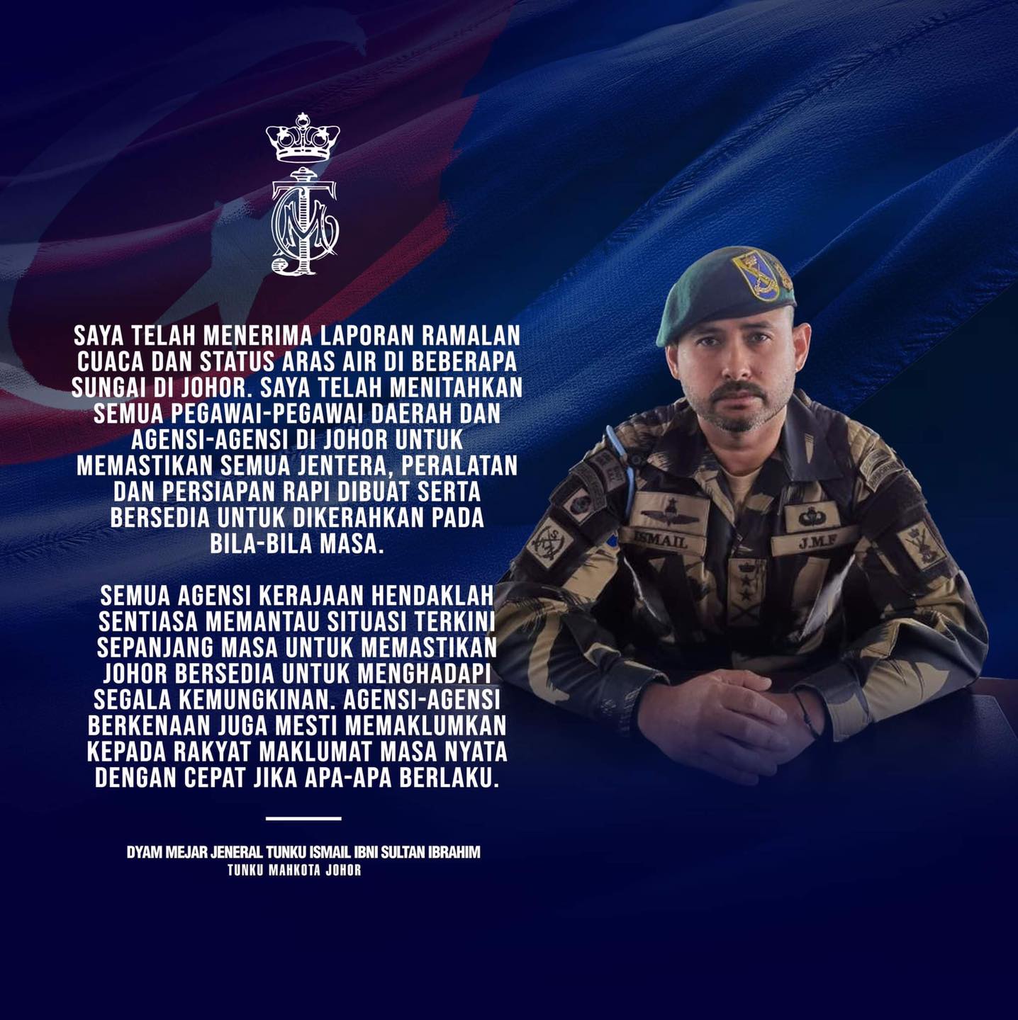 Banjir: TMJ minta maklumat disalurkan kepada rakyat sepanjang masa – Utusan Digital