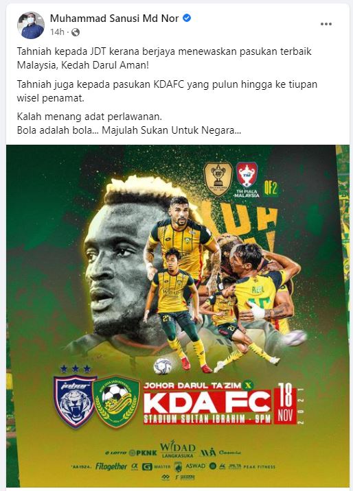 Selamat kepada JDT yang berhasil mengalahkan tim terbaik Malaysia, Kedah Darul Aman!