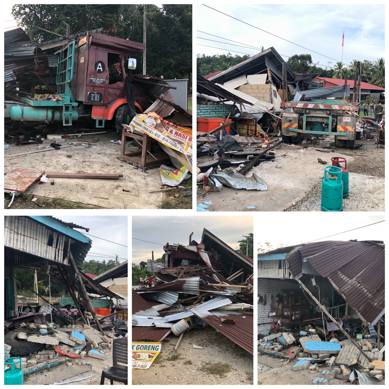 Pekerja melecur, lori terbabas rempuh gerai masakan panas