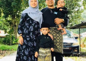 GAMBAR kenangan Mohamad Syafiq dan isterinya, Norfazzlyana bersama dua daripada tiga orang anak mereka