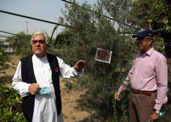 SHAUKAT OMAR (kiri) semasa berada di taman Islam di Jinnah Urban Forest Park, Karachi.-AGENSI