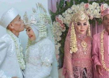 Perkahwinan  Abah Sarna, 78, dengan gadis pilihannya Noni Novita Handayani, 17, hanya bertahan selama 22 hari. - AGENSI