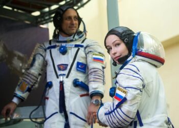 YULIA PERESILD menghadiri latihan di Pusat Latihan Angkasawan Gagarin, Moscow. – AFP