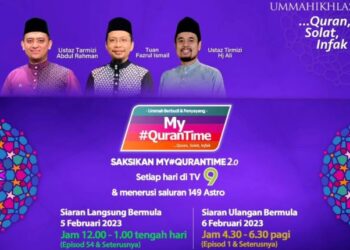 TANGKAP layar poster My QuranTime yang akan ke udara menerusi stesen TV9 dari studio baharu di Shah Alam, Selangor.