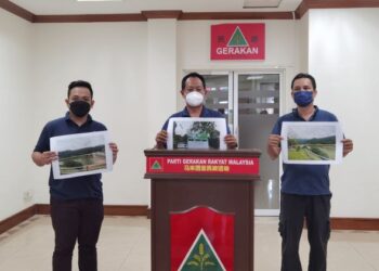 ERIC Woo (tengah) dalam sidang akhbar berhubung isu penyusutan air di Empangan Air Itam, Pulau Pinang yang dibimbangi boleh memberi kesan jangka panjang kepada pengguna.