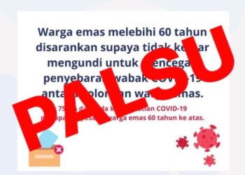 TANGKAP layar Kementerian Kesihatan menafikan keluar saranan warga emas tidak keluar mengundi PRN Johor
