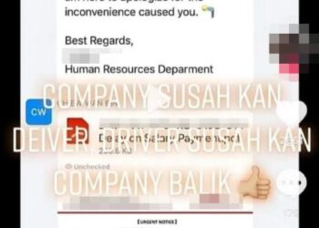 TANGKAP layar video mengenai tunggakan gaji sebuah syarikat kurier yang tular dalam media sosial.