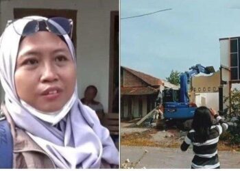 SUDARMI kecewa dengan kecurangan suaminya sehingga dia mengupah buruh untuk merobohkan rumah mereka. - AGENSI