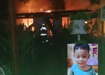 MAYAT Allahudin Abdul Hamid dan Muhamad Badrol (gambar kecil) ditemui rentung dalam kebakaran di Kampung Cherana Puteh, Alor Gajah, Melaka.