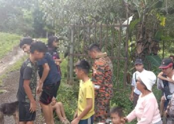 MANGSA ditemukan selamat selepas hilang selama 16 jam di kebun getah di Kampung Kebayau, Kota Belud hari ini.-IHSAN BOMBA