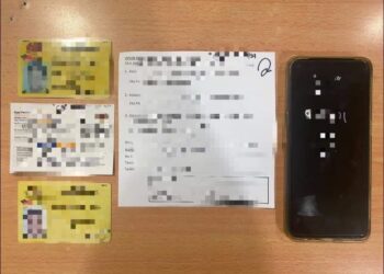 ANTARA barangan yang dirampas daripada suspek lelaki warga Myanmar di PPV RiVAC, pusat beli-belah Gurney Paragon, Georgetown, Pulau Pinang semalam.