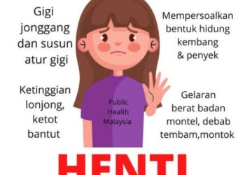 TANGKAP layar infografik yang memaparkan saranan Public Health Malaysia agar masyarakat tidak membuat kritikan perbandingan keadaan fizikal kanak-kanak.