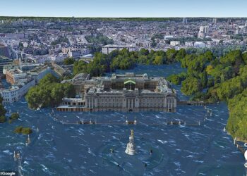 ILUSTRASI Istana Buckingham dilanda banjir sekiranya paras air laut semakin meningkat. – CLIMATE
CENTRAL
