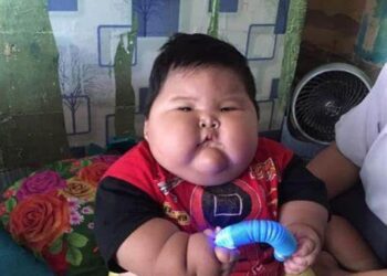 MUHAMMAD Kenzo Alfaro terpaksa mengenakan pakaian kanak-kanak berusia 10 tahun.-AGENSI