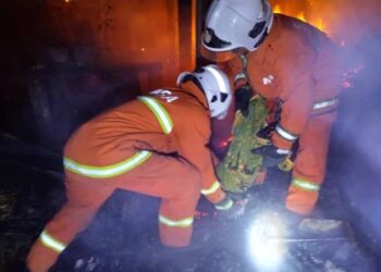 MANGSA kanak-kanak rentung yang ditemukan di sebuah rumah di Kampung Perpaduan, Kinabatangan hari ini.