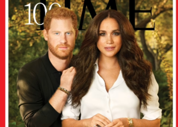 PUTERA Harry dan Meghan Markle menjadi penghias muka depan majalah Time. – TIME
