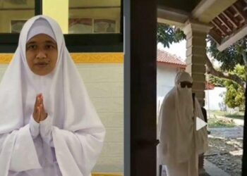NURHAYATI meminta maaf kerana menyebabkan penduduk ketakutan disebabkan berpakaian serba putih.-MEDIA SOSIAL