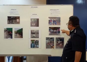 MUSTAFA KAMAL GANI Abdullah menunjukkan suspek yang berjaya ditangkap dalam Op Sarang dalam sidang akhbar di Ibu Pejabat Polis Kontinjen (IPK) Pulau Pinang hari ini.