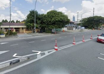 Pengguna jalan raya kerap kali membuat pusingan U secara haram di Jalan Kanan 1 hampir setiap masa. – GAMBAR Google Street View