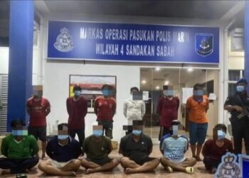 KRU kapal nelayan Vietnam yang ditahan semasa menceroboh perairan Sandakan semalam.-IHSAN PPM