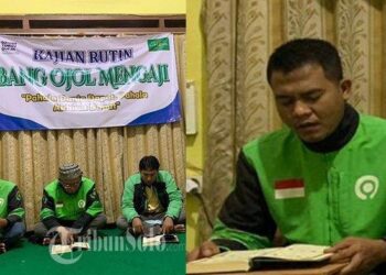 SISWANTO sedang membaca Al-Quran sambil menunggu tempahan masuk. - TRIBUNNEWS