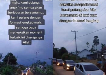 TANGKAP layar video sebuah keluarga berkonvoi ketika pulang ke kampung, menjadi tular di media sosial. - AGENSI 