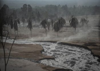 KEADAAN di sebuah kawasan yang dipenuhi dengan debu panas susulan letusan gunung berapi Semeru di Lumajang, Indonesia. - AFP