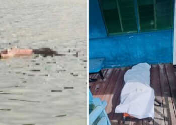 MAYAT mangsa yang merupakan seorang pekerja kelong di berhampiran Pulau Tengah, Klang ditemukan terapung sebelum diambil pasukan penyelamat Maritim Malaysia.