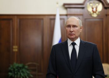 VLADIMIR Putin menyampaikan ucapan kepada rakyat Russia di Moscow. - AFP