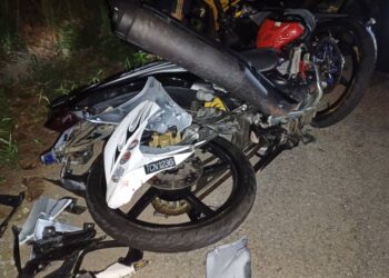 KEADAAN salah sebuah motosikal yang terlibat dalam kemalangan di Marang, Terengganu, semalam.
