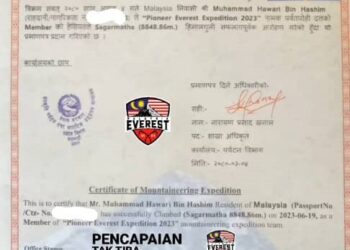 TANGKAP layar sijil takluk Everest dikongsi ME2023 menerusi laman sosial rasmi kelab itu.