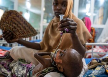 SEORANG wanita memberi susu kepada anaknya yang mengalami masalah malnutrisi di sebuah hospital di Chad.-AFP