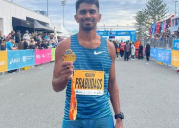 Pelari jarak jauh negara, K. Prabudass mencipta rekod baharu kebangsaan dalam acara separuh maraton dengan catatan masa 1 jam 6 minit 53 saat di Maraton Gold Coast, Australia semalam.
