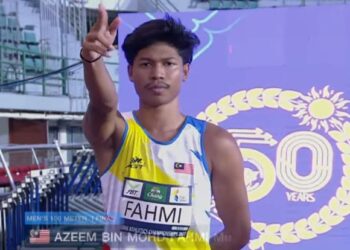 AZEEM Fahmi menamatkan perlumbaan 100m Kejohanan Asia di tangga kelima dengan catatan 10.25s.