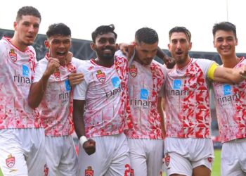 PEMAIN KL City meraikan kejayaan menumpaskan Kelantan FC 5-1 dalam aksi Liga Super di Stadium Bola Sepak Kuala Lumpur, Cheras hari ini. - IHSAN KL CITY