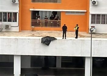 LOKASI kanak-kanak maut terjatuh dari tingkat 10 sebuah pangsapuri di Labuan hari ini