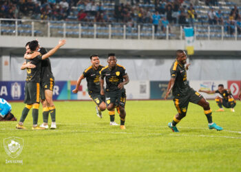 AKSI pemain Kedah ketika meraikan jaringan menentang Penang FC di Stadium Bandaraya kelmarin. - IHSAN KDA FC