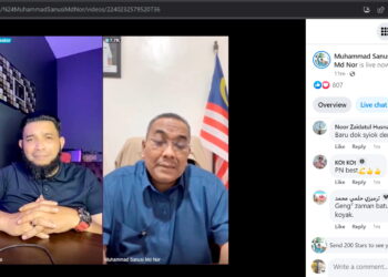 TANGKAP layar siaran langsung di aplikasi media sosial yang memaparkan Muhammad Sanusi Md. Nor.