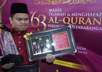 MUHAMMAD Qayyim Nizar Sarimi dinobat sebagai johan Tilawah al-Quran Peringkat Antarabangsa Tahun 1445H/2023M. - UTUSAN/AMIR KHALID