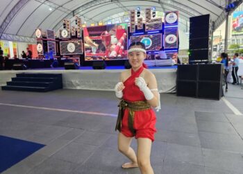 ANGIE Yan Jia Chi meraih tiket ke Sukan Kombat Dunia 2023. - IHSAN PERSATUAN MUAYTHAI MALAYSIA