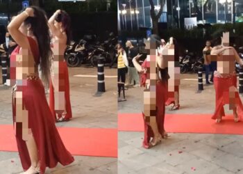 TANGKAP layar aksi tarian separuh bogel beberapa penari di Bukit Bintang, baru-baru ini.