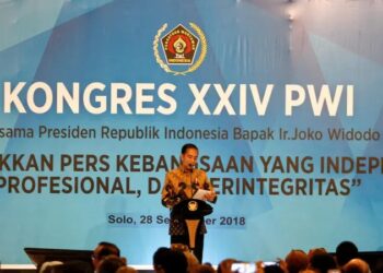 JOKOWI menghadiri Kongres Persatuan Wartawan Indonesia (PWI) ke-XXV di Solo. - AGENSI