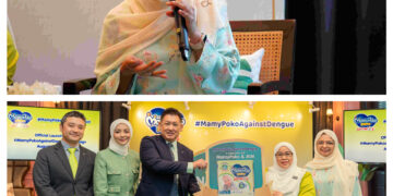 Yong Junina (paling kanan) bersama wakil JKM, MamyPoko dan selebriti Mira Filzah pada pelancaran kempen #MamyPokoAgainstDengue di Petaling Jaya baru-baru ini