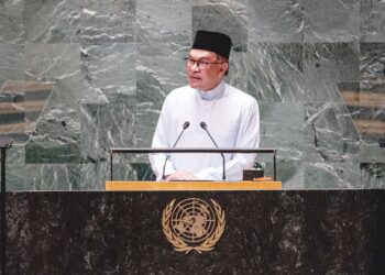 MESKIPUN ucapan Anwar Ibrahim dalam Perhimpunan Agung Pertubuhan Bangsa-bangsa Bersatu (UNGA) ringkas, tetapi lebih fokus dalam isu-isu yang dibicarakan. - PEJABAT PERDANA MENTERI