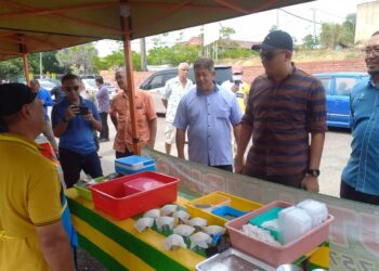 MUHAMAD AKMAL Saleh meninjau gerai peniaga sempena Sambutan Hari Ladang dan Program Pertanian Bandar Peringkat Daerah Jasin di TKPM, Selandar, Melaka. - UTUSAN/AMRAN MULUP