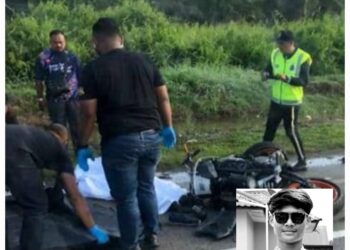 SHAHRUNIZAM MOHD. SHAMSUL (gambar kecil) meninggal dunia di tempat kejadian apabila motosikal ditunggangnya melanggar sebuah lori yang membuat pusingan U di Kilometer 13.5, Jalan Batu Pahat-Kluang.