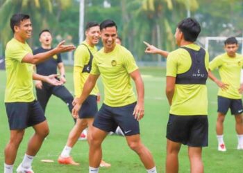 PEMAIN Malaysia sudah melakukan persiapan terbaik untuk menghadapi India dalam perlawanan Pestabola Merdeka di Bukit Jalil malam ini. – IHSAN FAM